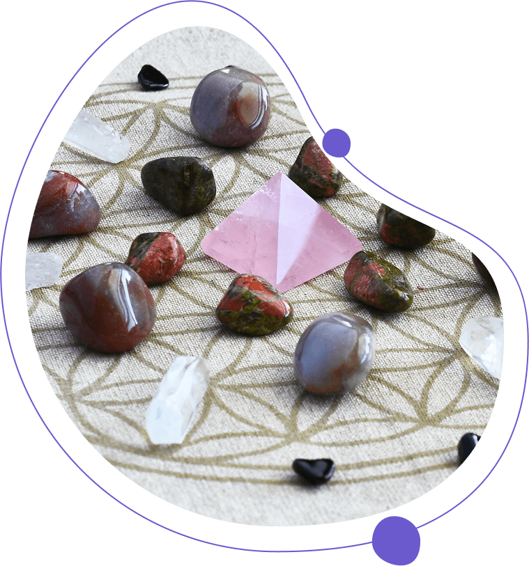 A close up of some rocks and stones on a table