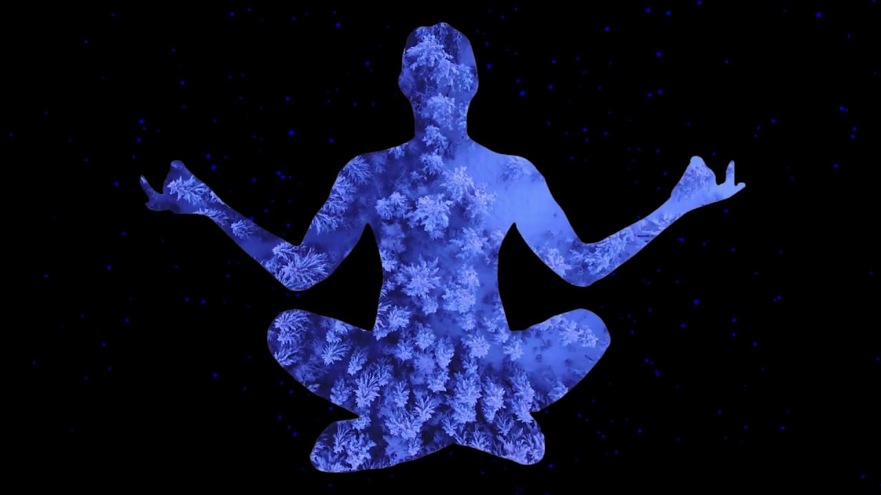 A person sitting in the middle of a yoga pose.